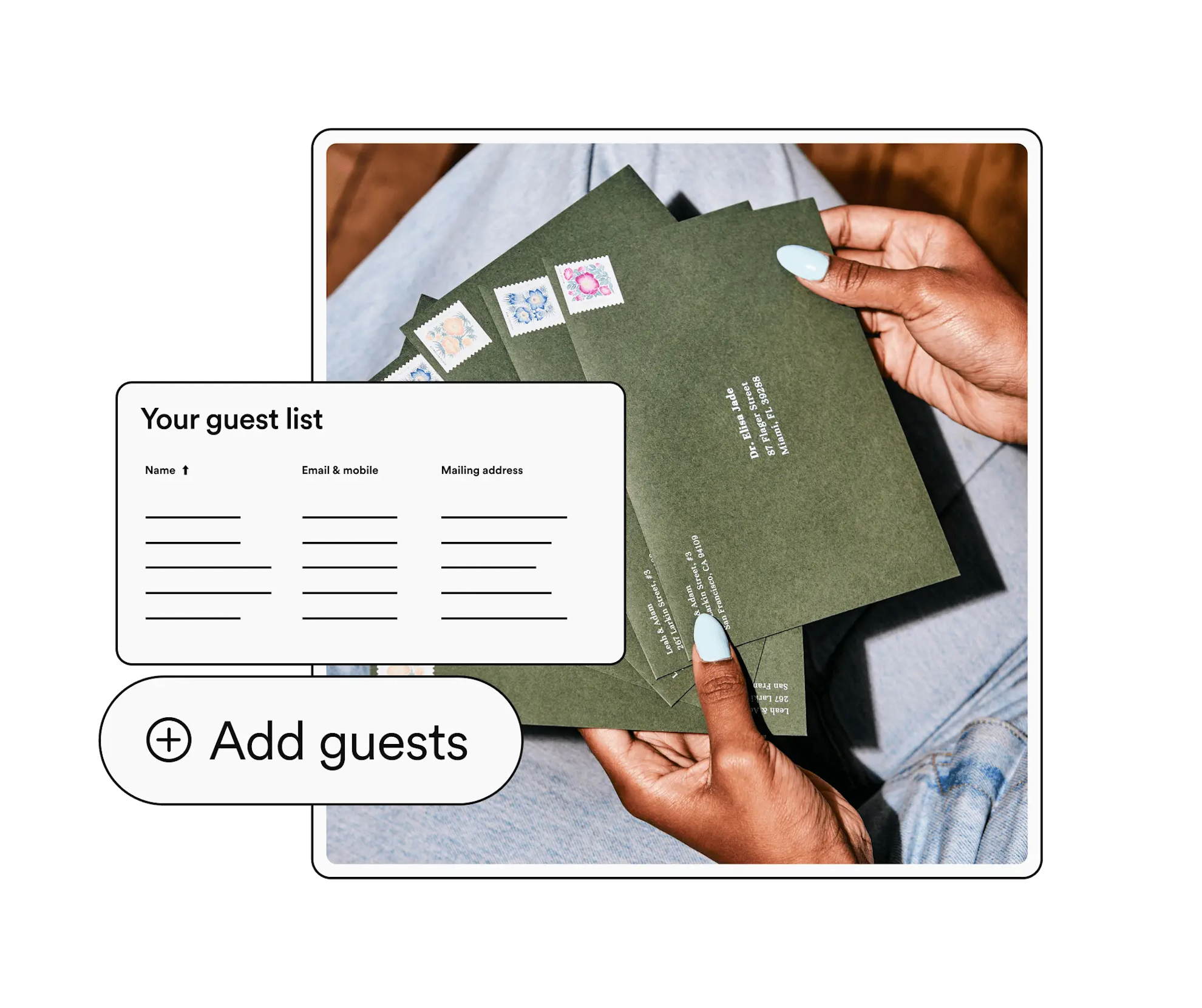 Guest list manager and adressed envelopes